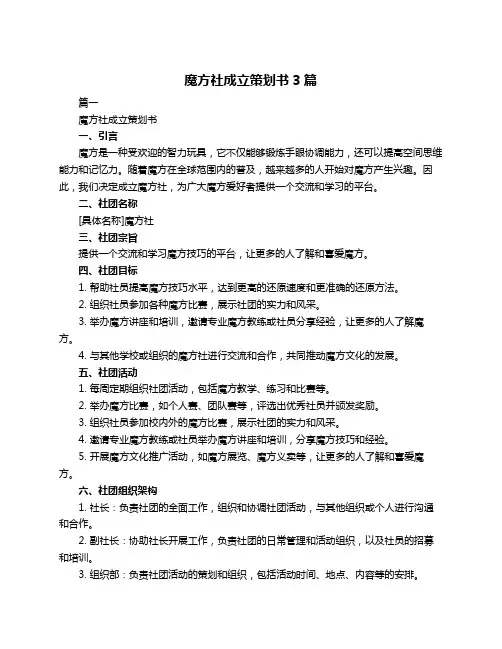 魔方社成立策划书3篇
