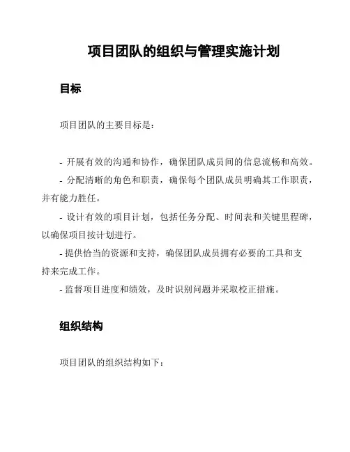 项目团队的组织与管理实施计划