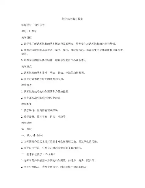 初中武术散打教案