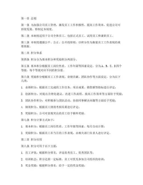 公司员工积分制管理制度
