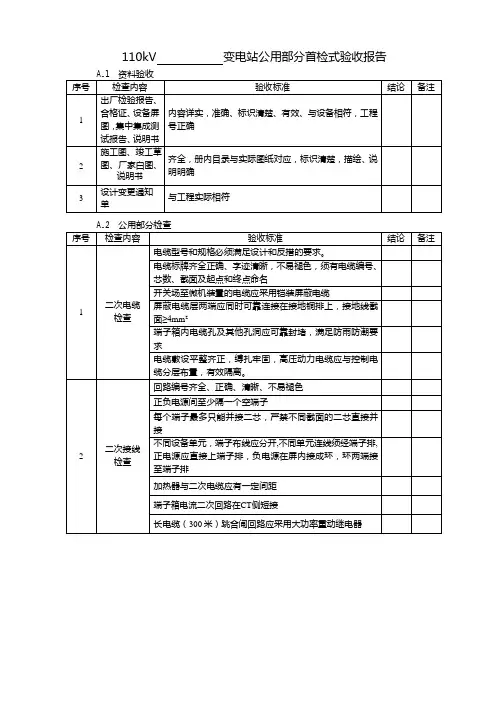 常规变电站验收-110kV常规站公共部分