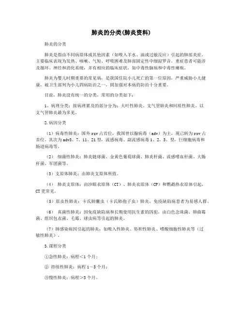 肺炎的分类(肺炎资料)