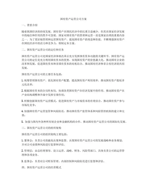 国有资产运营公司方案