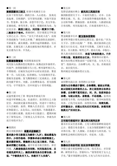 《三国演义》每回故事梗概