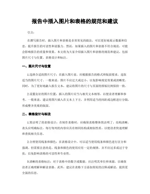 报告中插入图片和表格的规范和建议