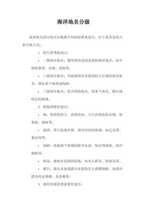 海洋地名分级