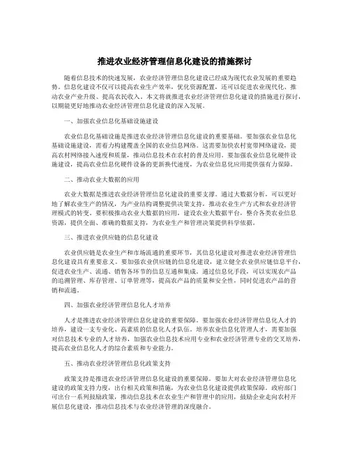 推进农业经济管理信息化建设的措施探讨