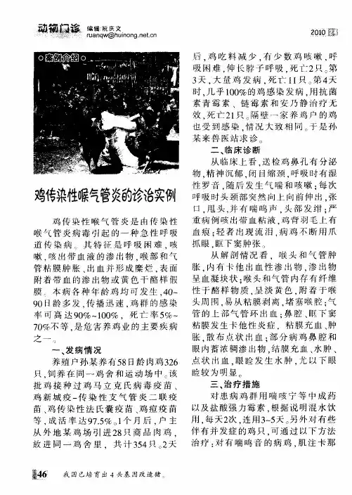 鸡传染性喉气管炎的诊治实例