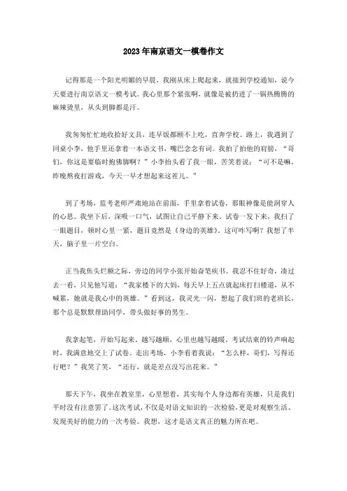 2023年南京语文一模卷作文