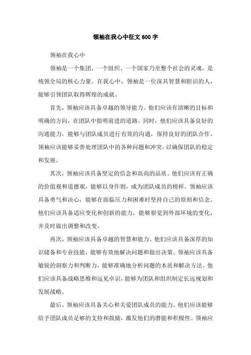 领袖在我心中征文600字
