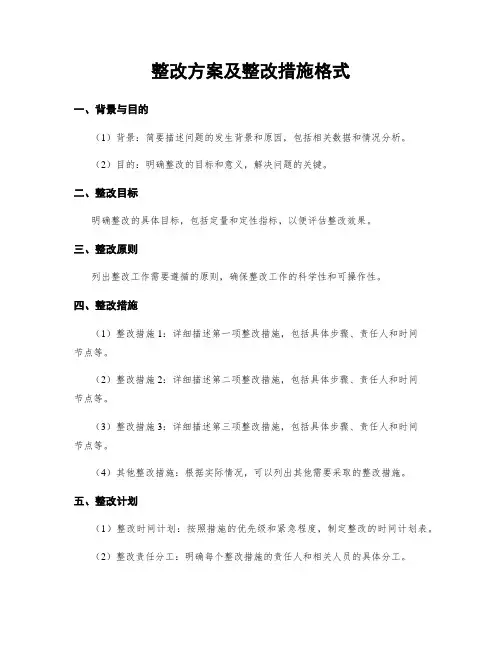 整改方案及整改措施格式