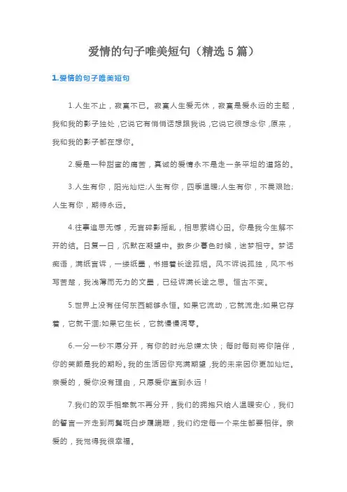 爱情的唯美句子短句