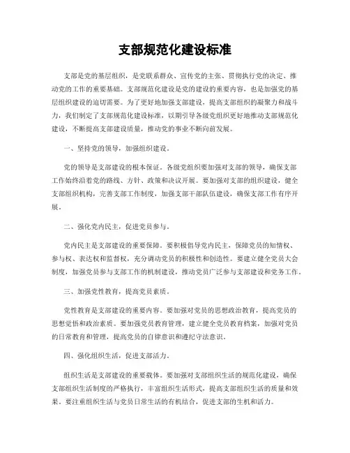 支部规范化建设标准