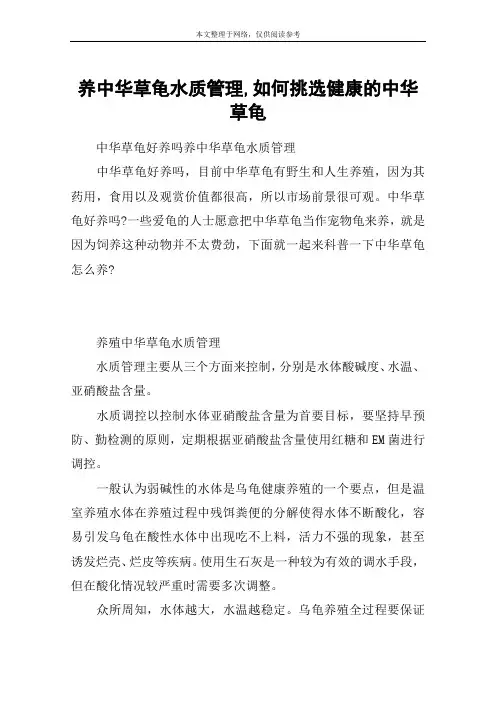 养中华草龟水质管理,如何挑选健康的中华草龟