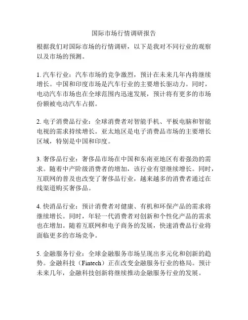 国际市场行情调研报告