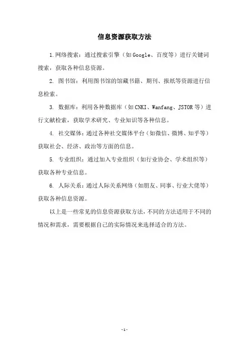 信息资源获取方法