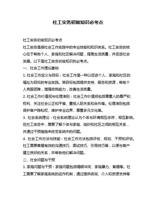 社工实务初级知识必考点