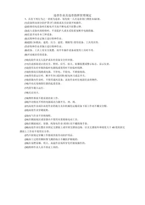 违章作业及违章指挥管理规定《标准版》