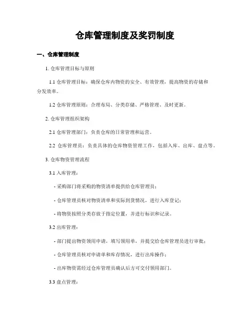 仓库管理制度及奖罚制度