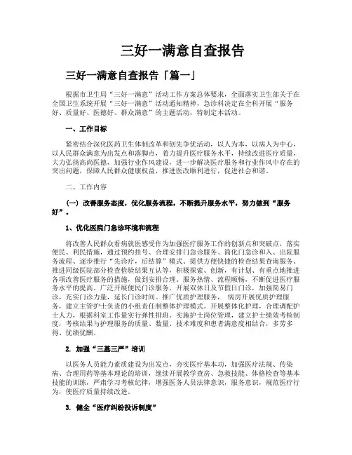 三好一满意自查报告
