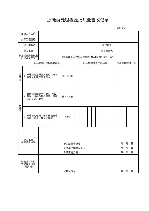 《铁路路基工程施工质量验收标准》TB-10414-2018全部表格