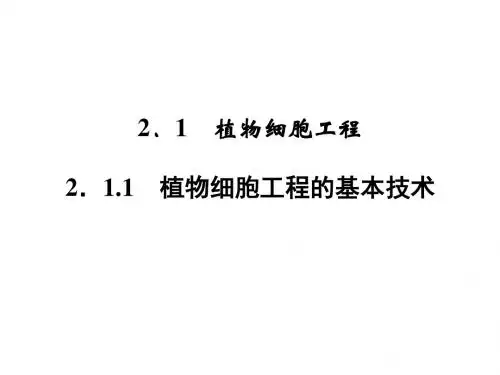 2.1.1 植物细胞工程的基本技术