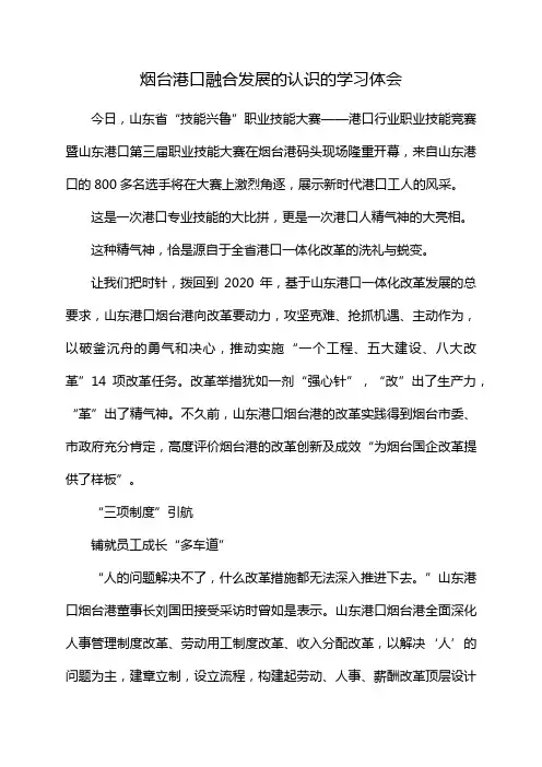 烟台港口融合发展的认识的学习体会