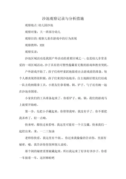 沙池观察记录与分析措施