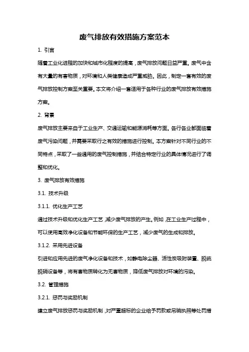 废气排放有效措施方案范本