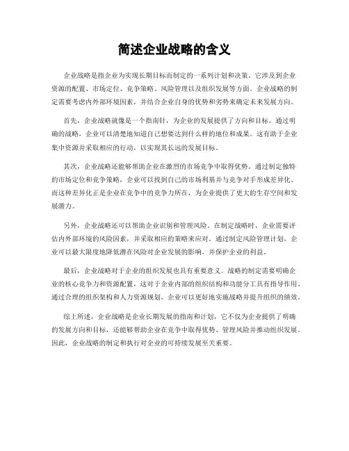 简述企业战略的含义