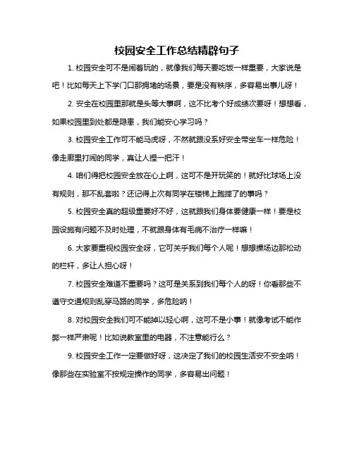 校园安全工作总结精辟句子