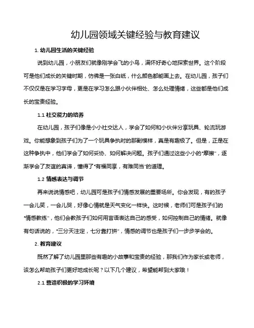 幼儿园领域关键经验与教育建议