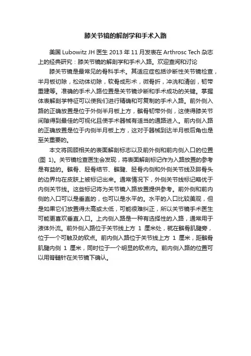 膝关节镜的解剖学和手术入路