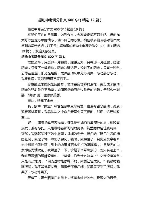 感动中考满分作文600字（精选19篇）