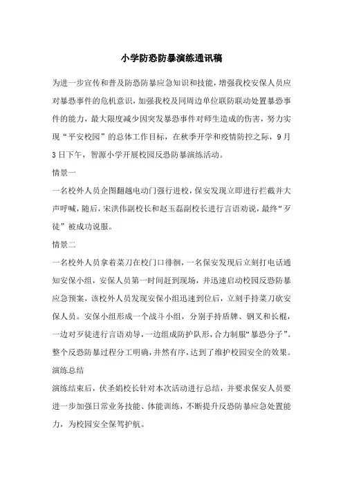 小学防恐防暴演练通讯稿