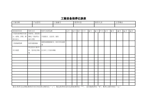 工装设备保养记录表