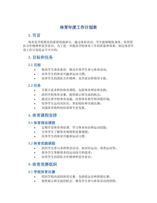 体育年度工作计划表