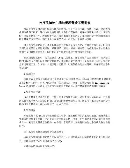水湿生植物生境与景观营造工程探究