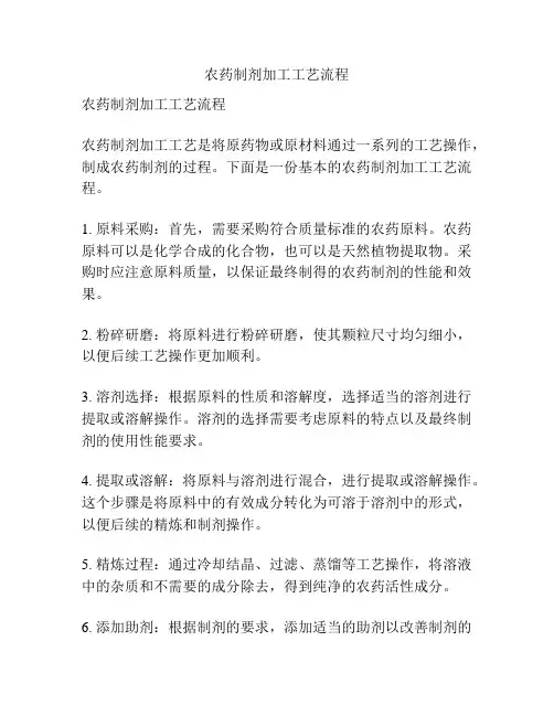 农药制剂加工工艺流程