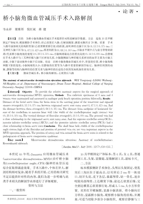桥小脑角微血管减压手术入路解剖
