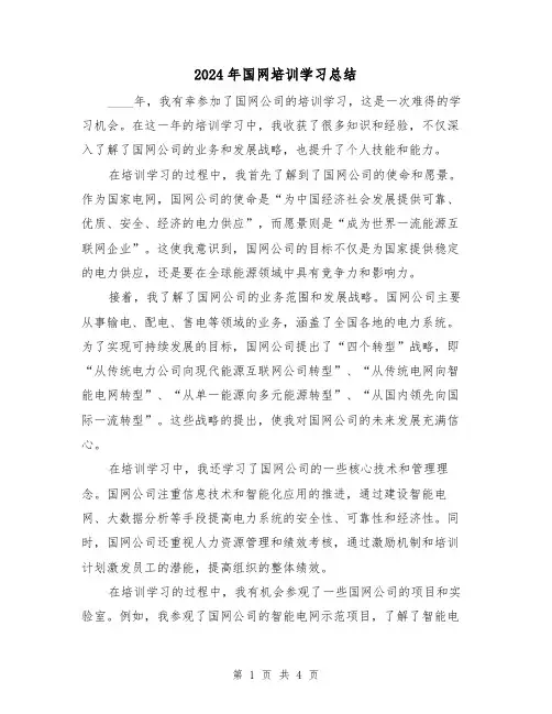 2024年国网培训学习总结（2篇）