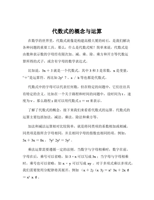 代数式的概念与运算