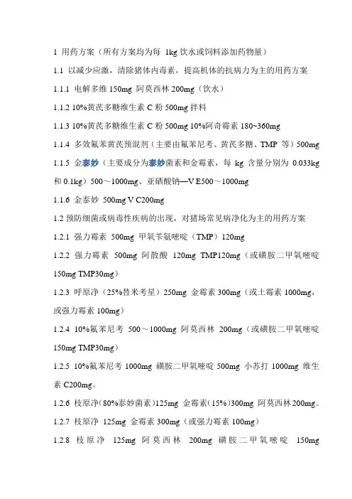 猪场常用保健药及常见疾病用药