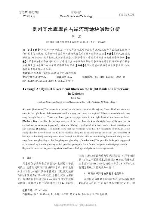 贵州某水库库首右岸河湾地块渗漏分析