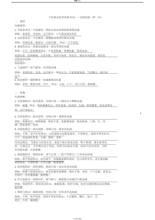 中医执业医师资格考试——实践技能(第一站)
