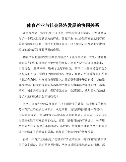 体育产业与社会经济发展的协同关系
