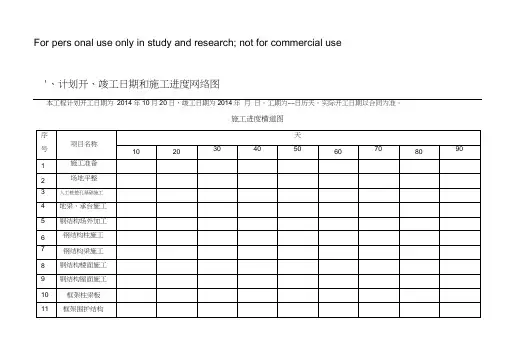 钢结构厂房施工平面布置及施工进度计划表