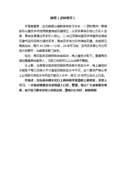 秘密（武林绝学）