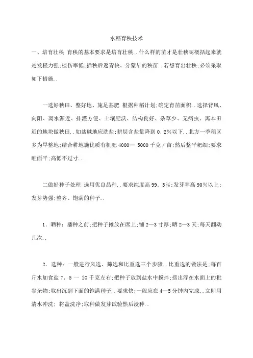 水稻育秧技术