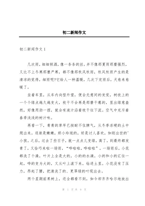 初二新闻作文